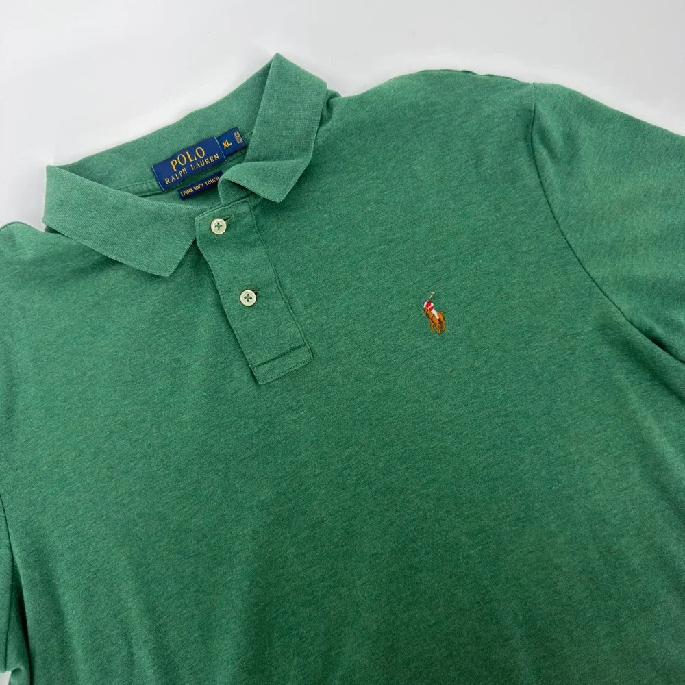 Polo Ralph Lauren Pima Soft Touch Green Heather Polo Shirt Mens XL Short Sleeve